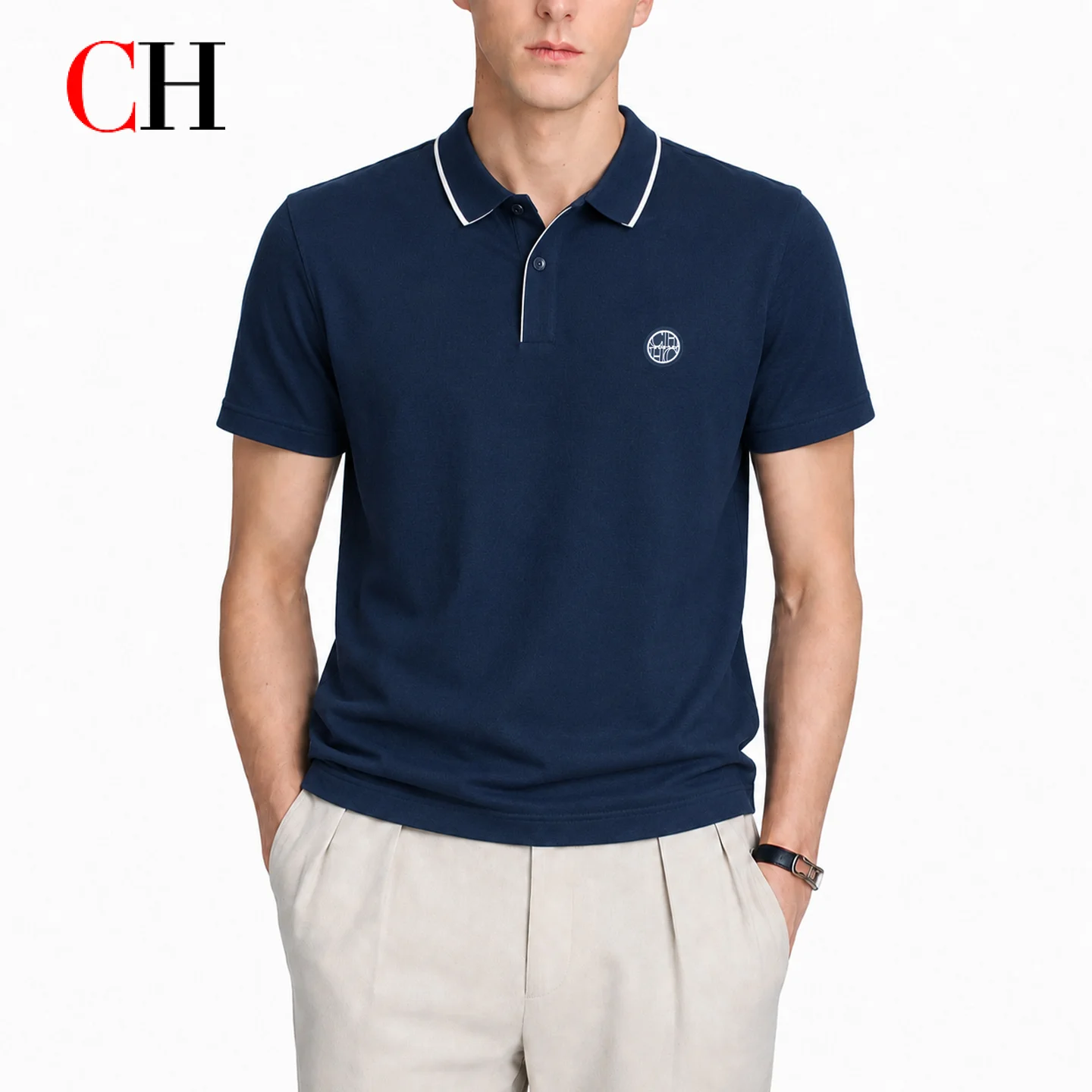 Golf Equipment Logo - Kaos Polo Lengan Pendek Kerah Putih