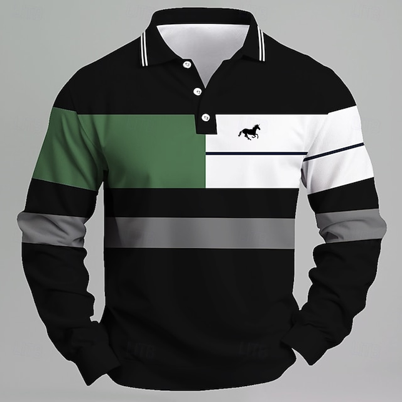 Golf Equipment Logo - Kaos Polo Pria Bergaris dengan Logo