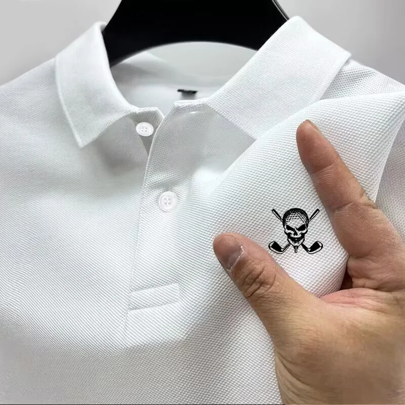 Golf Equipment Logo - Kaus Polo pria Logo Golf tengkorak