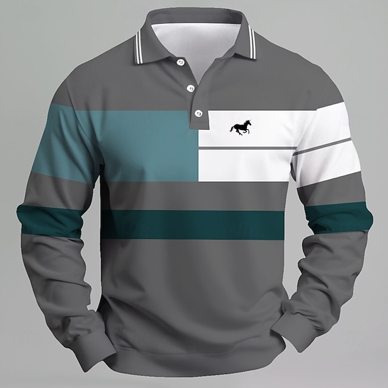 Kaos Polo Pria Bergaris dengan - Golf Equipment Logo ulasan dan harga