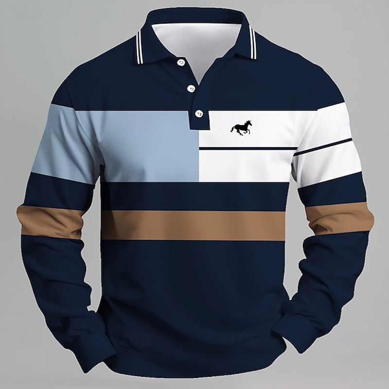 Kaos Polo Pria Bergaris dengan - Golf Equipment Logo ulasan dan harga